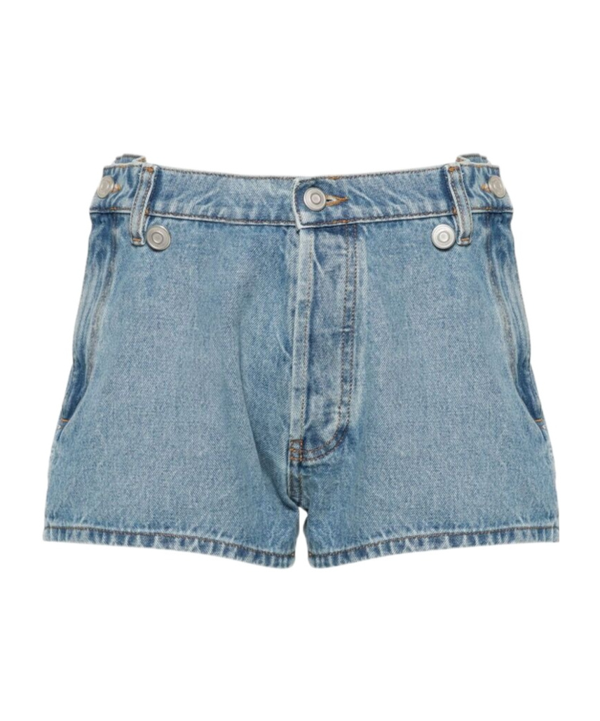 Coperni Open-hip Cotton Denim Shorts In Blue