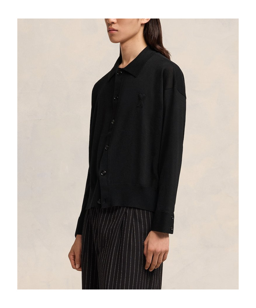 Ami Alexandre Mattiussi Ami Paris Long-sleeved Button-up Cardigan In Black