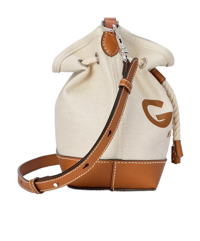 Gucci Logo-print Leather-trimmed Shoulder Bag In Nude