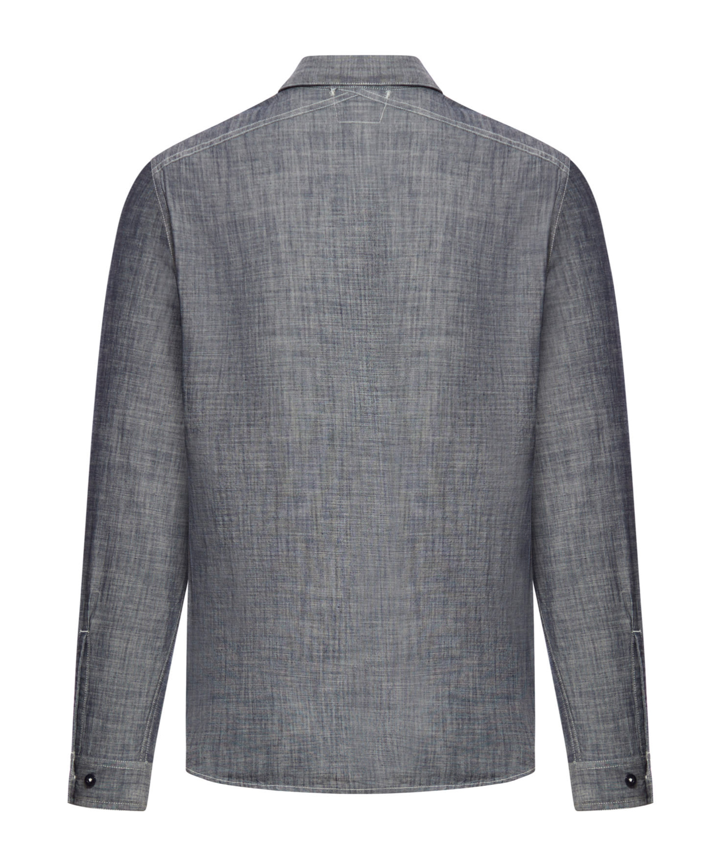 C.p. Company Chambray Long Sleeved Logo Shirt In Gray