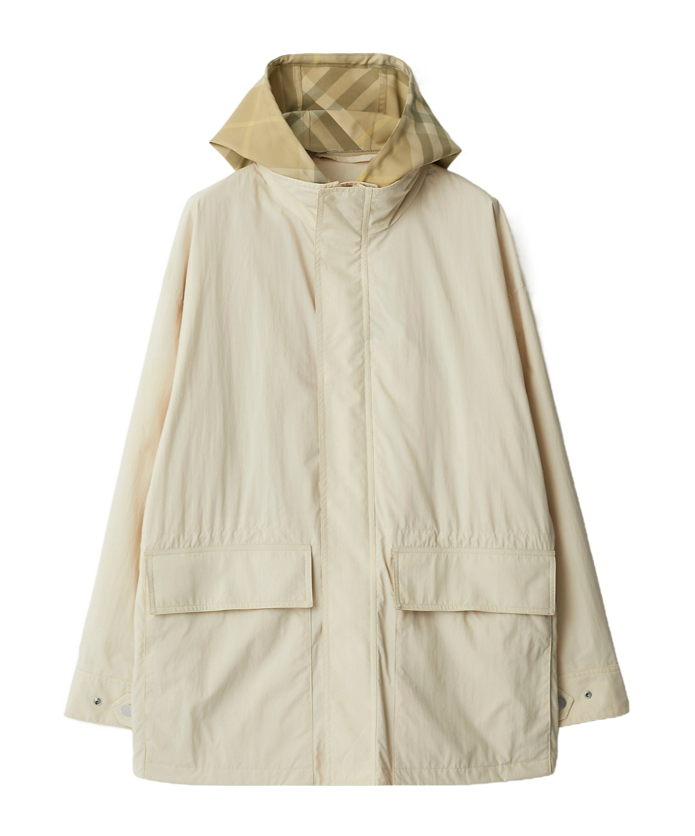 Burberry Ekd Check-print Hooded Jacket In Nude