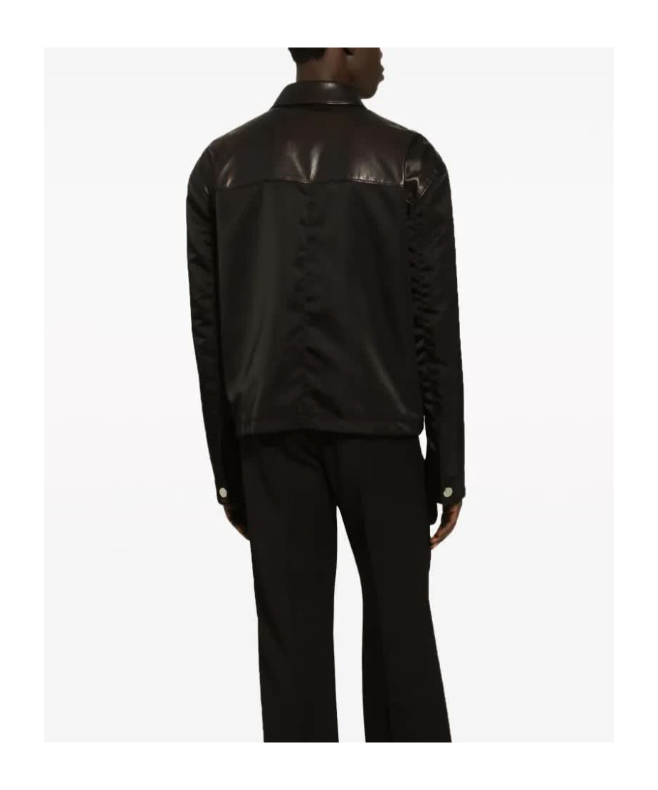 Dolce & Gabbana Logo-plaque Leather Jacket In Black