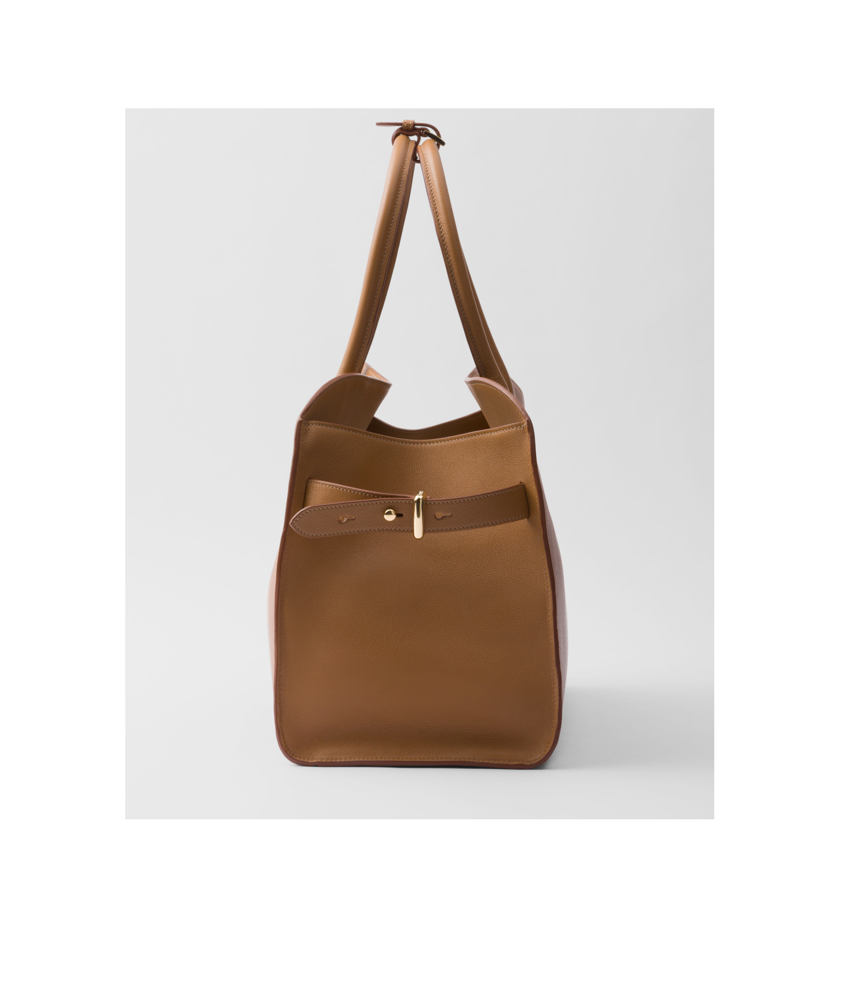 Prada Logo-lettering Leather Tote Bag In Brown