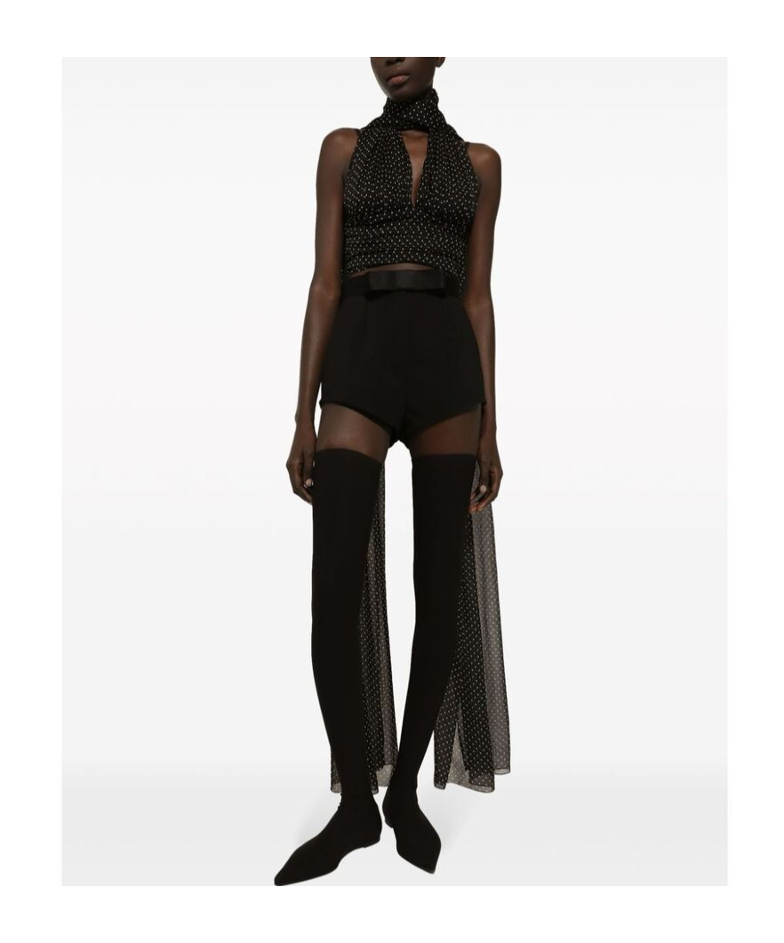 Dolce & Gabbana Chiffon Top With Scarf Accessory In Black