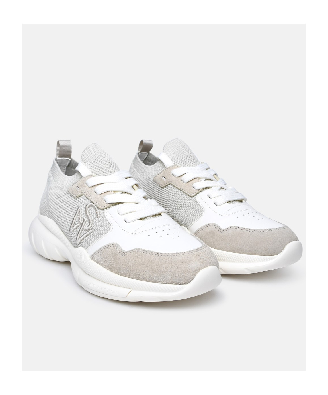 Stuart Weitzman Beige Fabric Sneakers In White