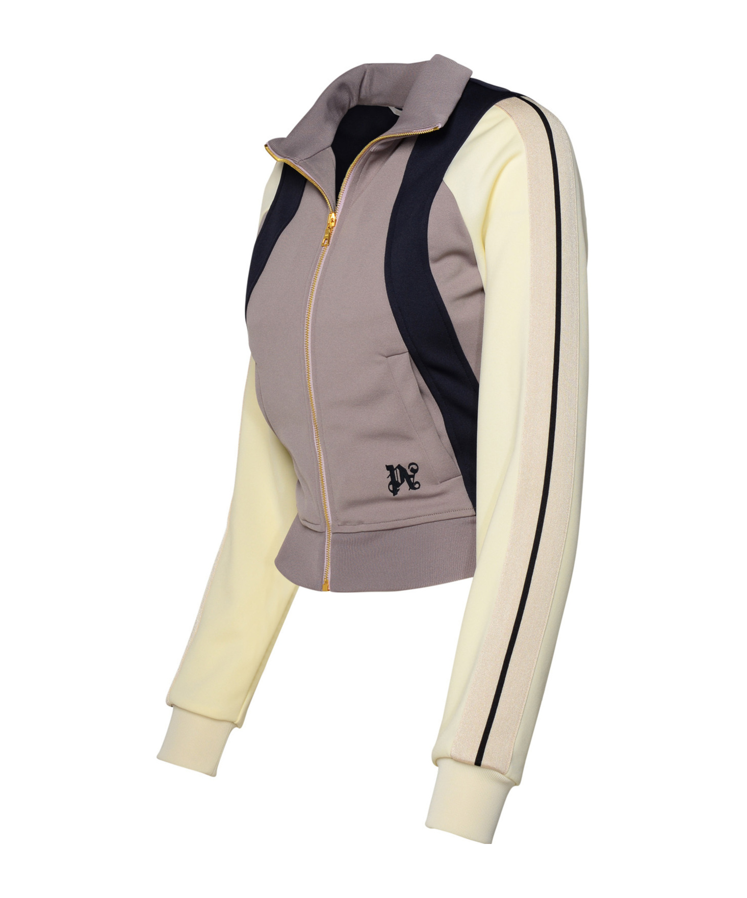 Palm Angels Pa Monogram Embroidered Colour-blocked Track Jacket In Nude