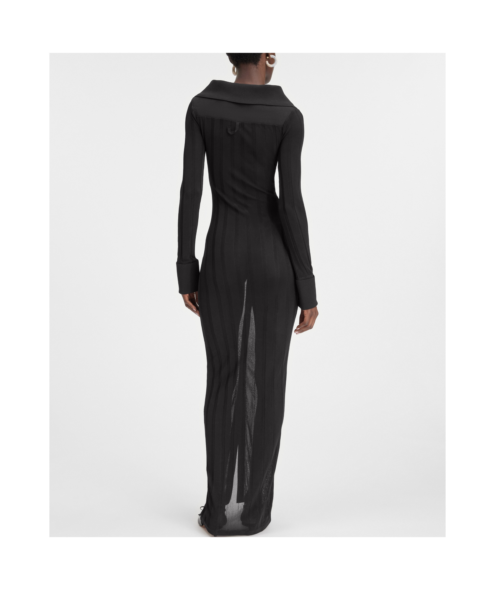 Jacquemus Long Knitted Shirt Dress In Black