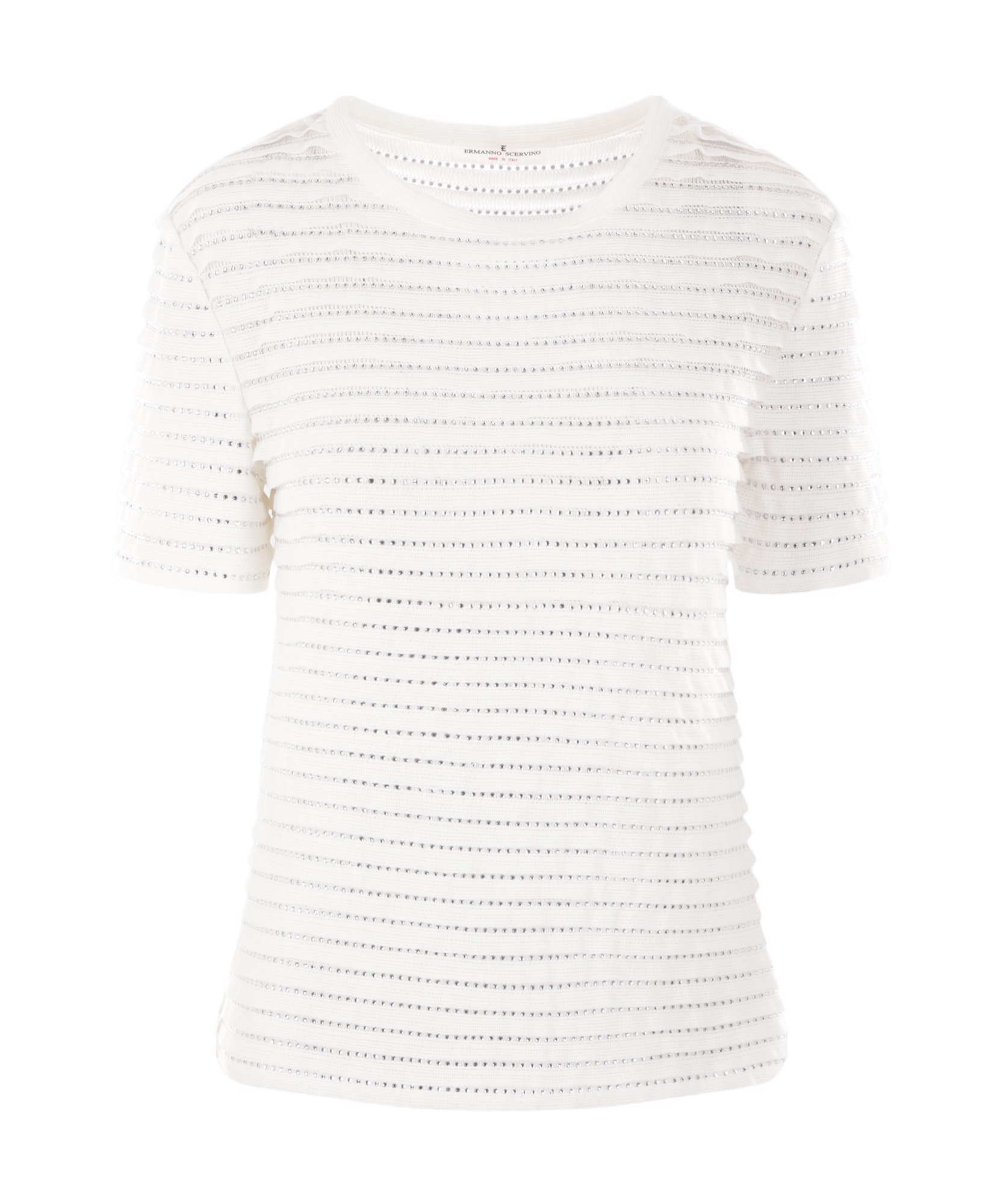 Ermanno Scervino Crystal-embellished Ribbed Blouse In White