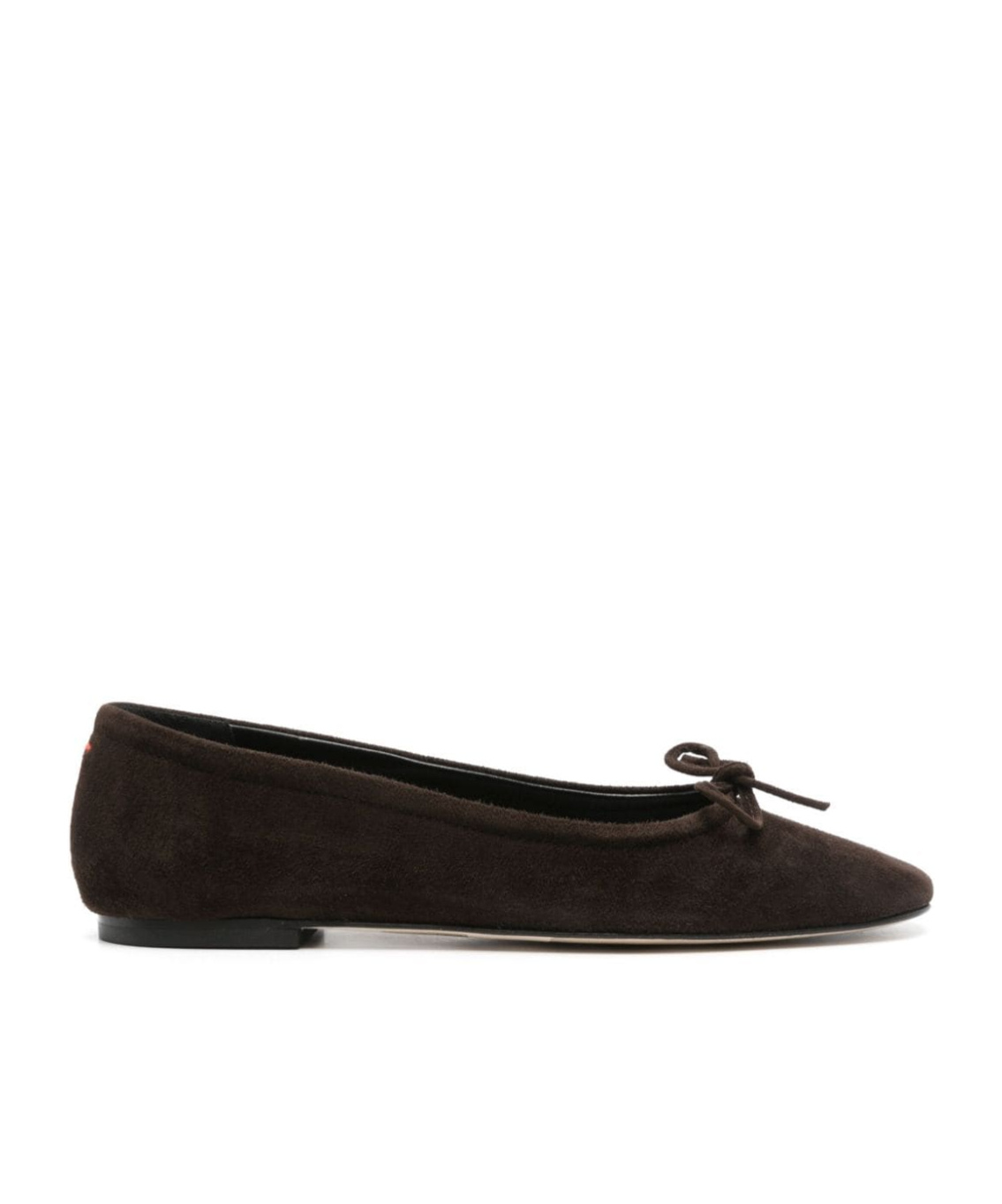Aeyde Womens Dark Brown Delfina Bow-embellished Velvet Ballet Flats In Black