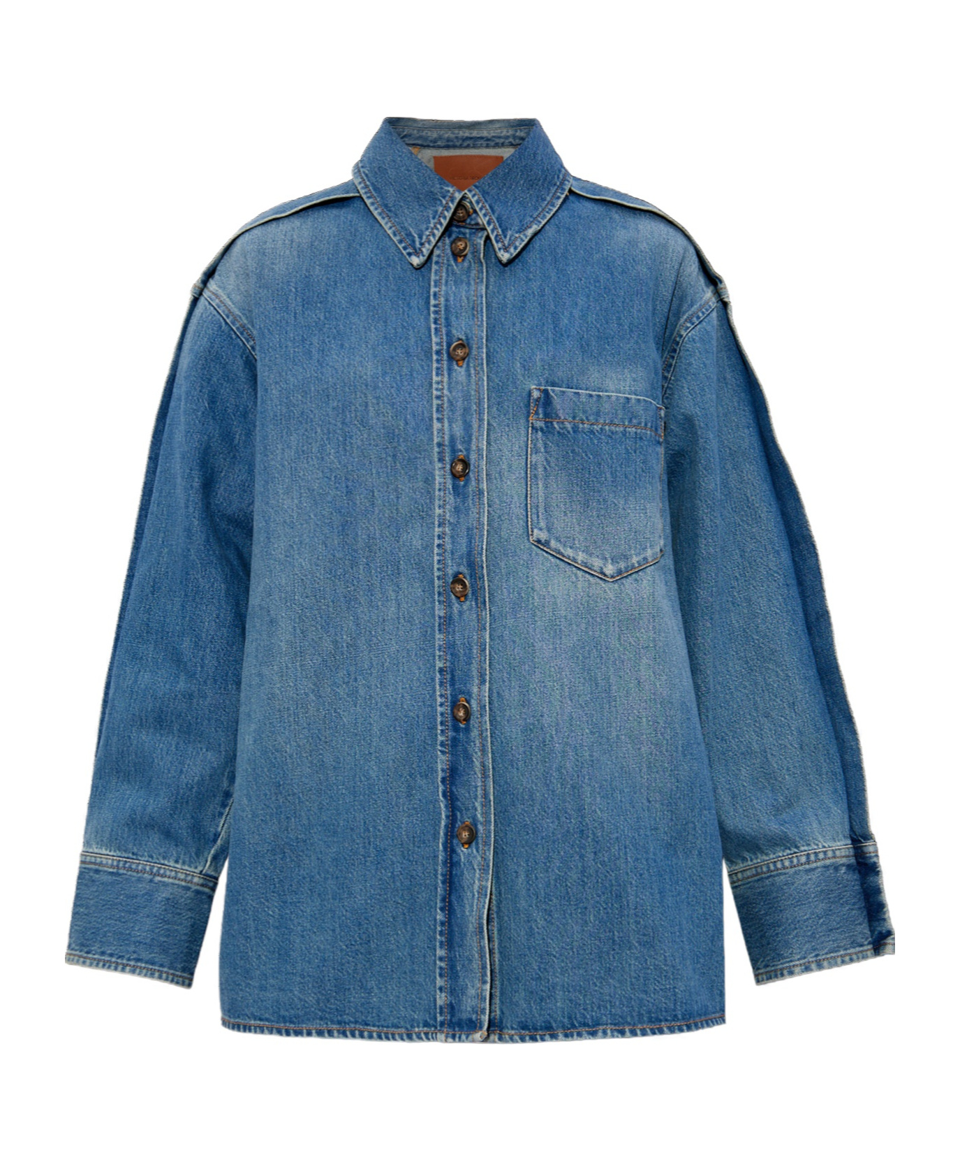 Victoria Beckham Pintucked Denim Shirt In Blue