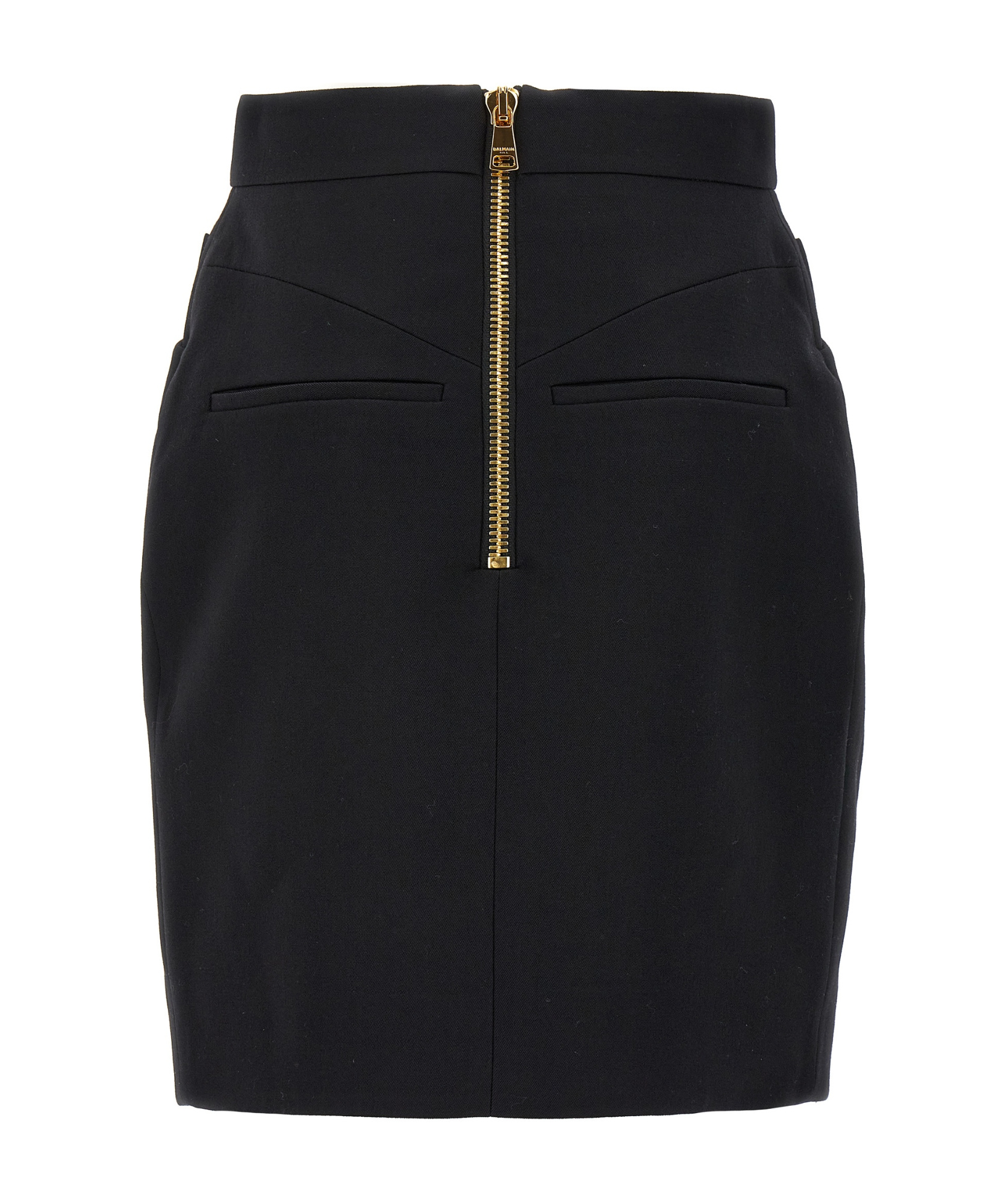 Balmain Crepe Virgin Wool Mini Skirt In Black