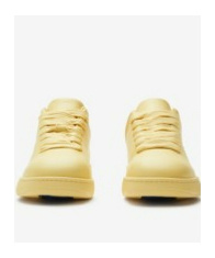Burberry Yellow Leather Box Sneakers In Nude
