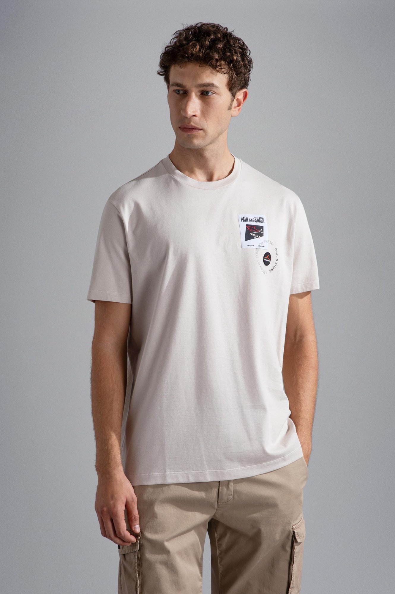 Shop Paul & Shark Logo-patch Cotton T-shirt In Nude