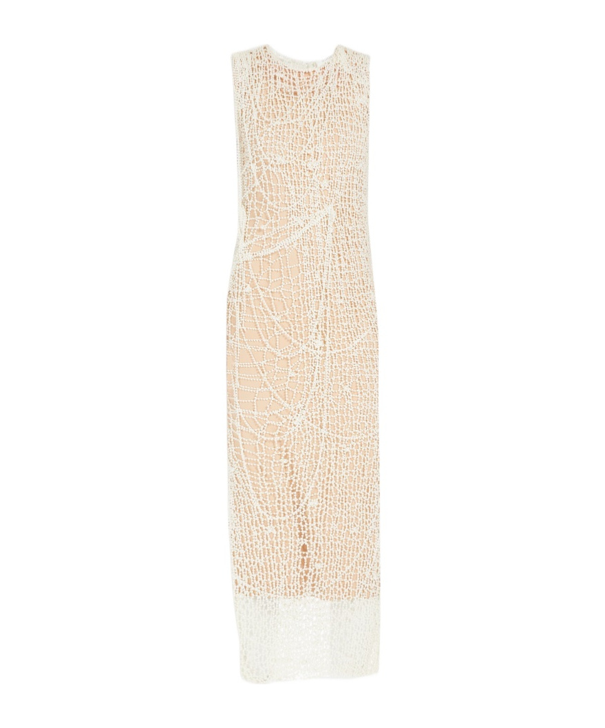 Sportmax White Layered Maxi Dress Set In Nude