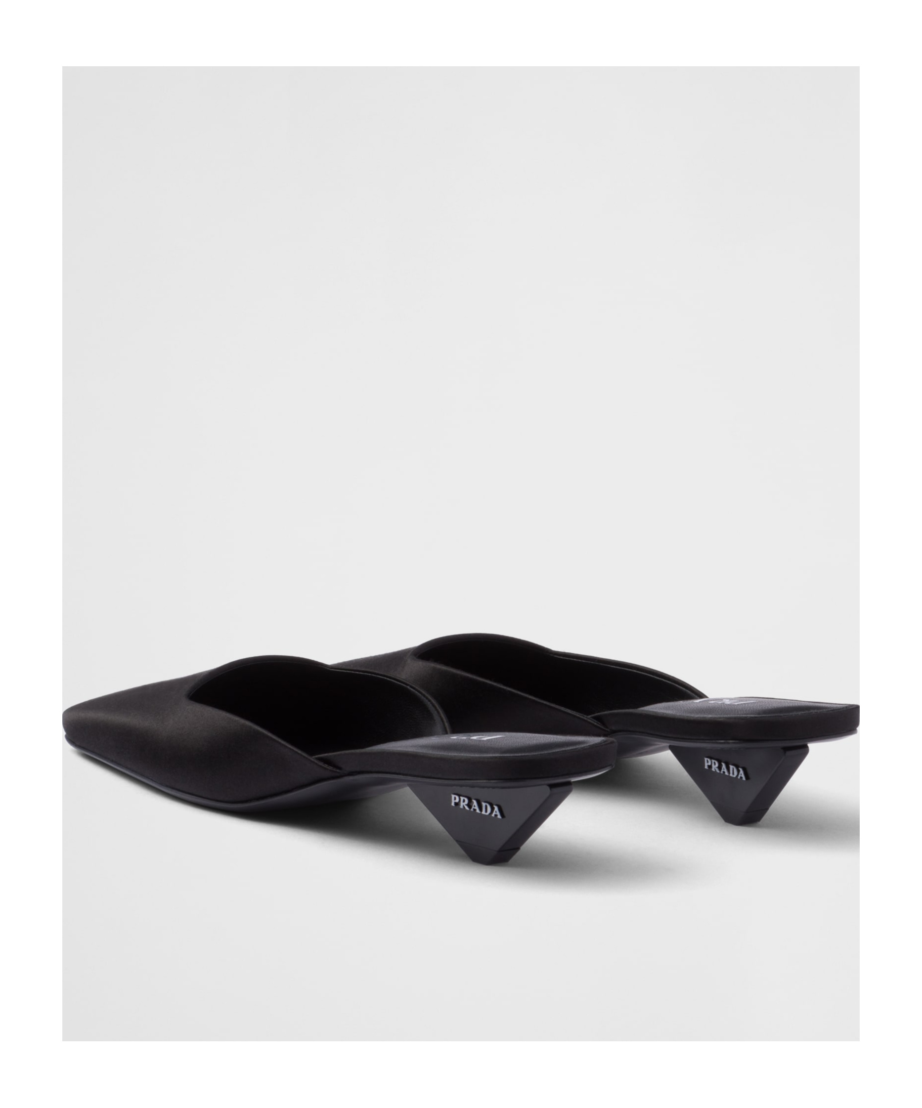 Prada Satin Square-toe Ballerina Mule Pumps In Black