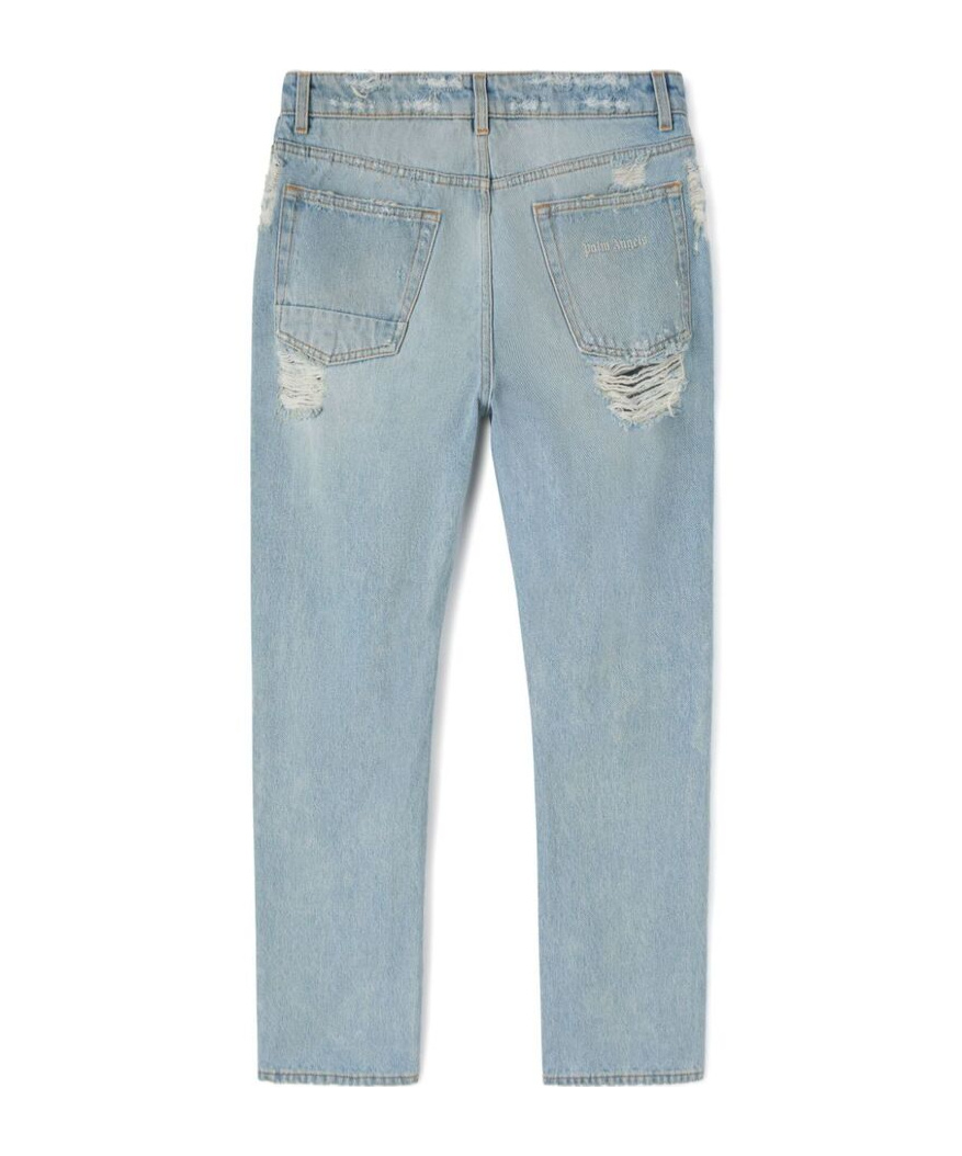 Palm Angels Ripped Straight-leg Jeans In Gray