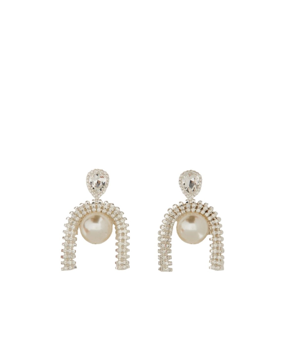 Magda Butrym Silver Colored Earrings With Pendant And Rhinestones In Yellow