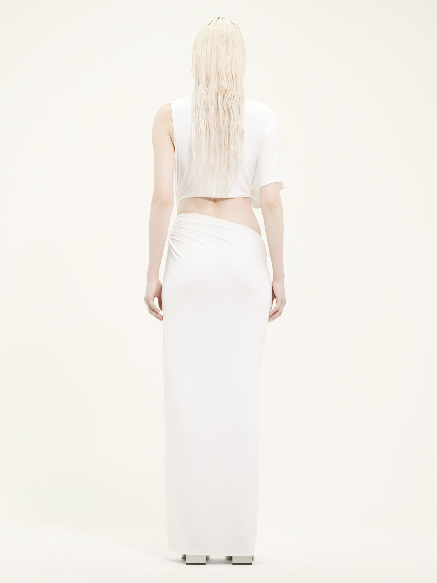 Shop Courrèges Asymmetric Crepe Maxi Dress In White
