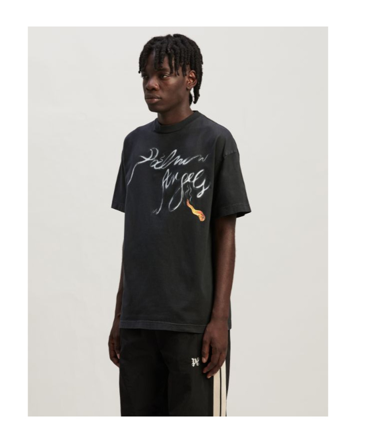 Palm Angels Foggy Logo-print T-shirt In Black