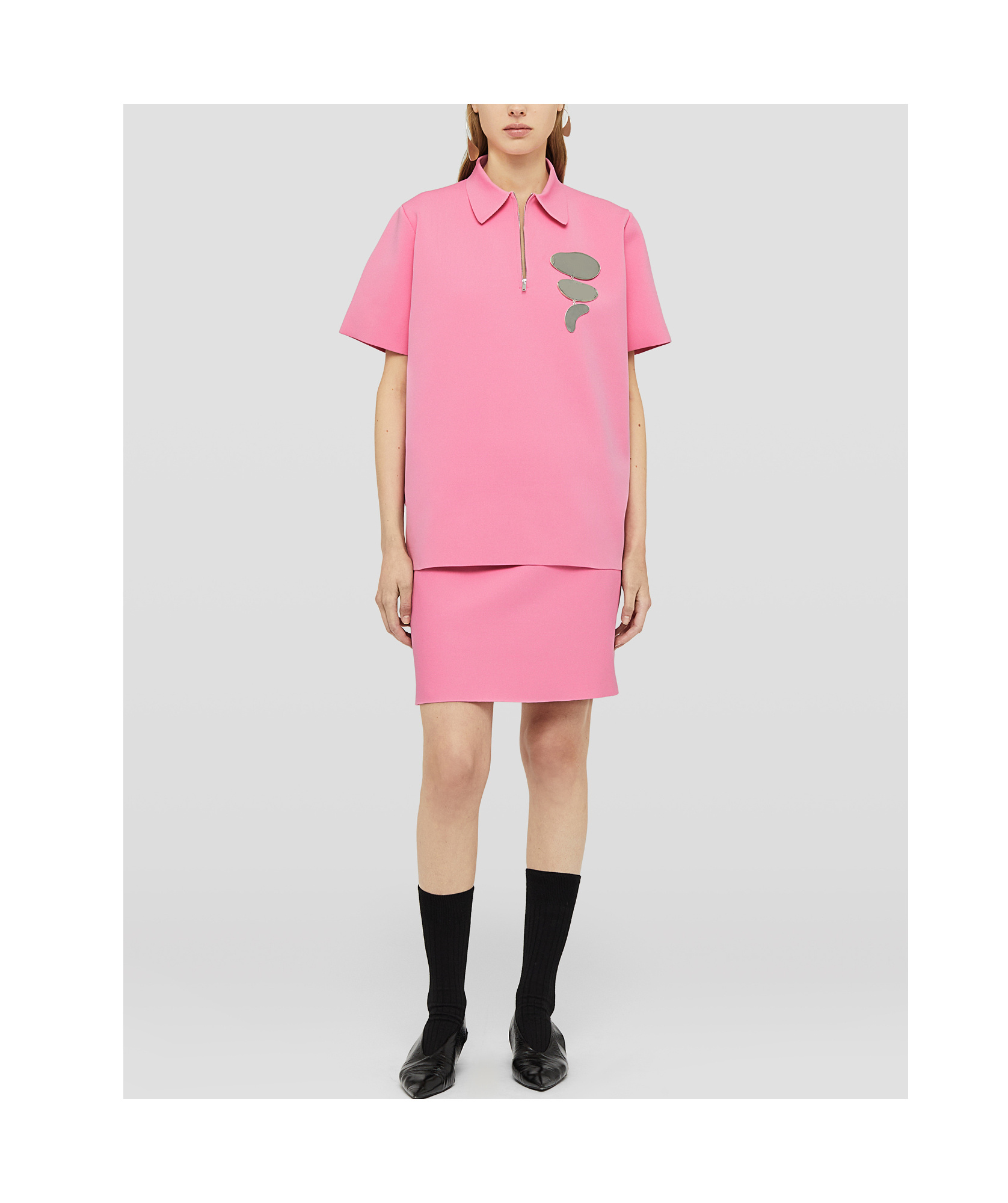 Jil Sander Zipped Polo Shirt In Pink