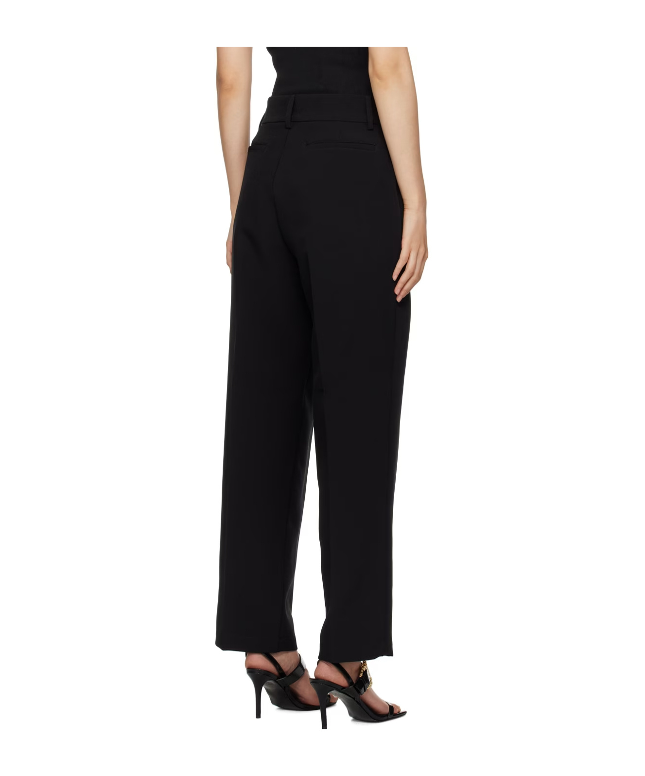 Versace Pleated Plain Casual Pants In Black