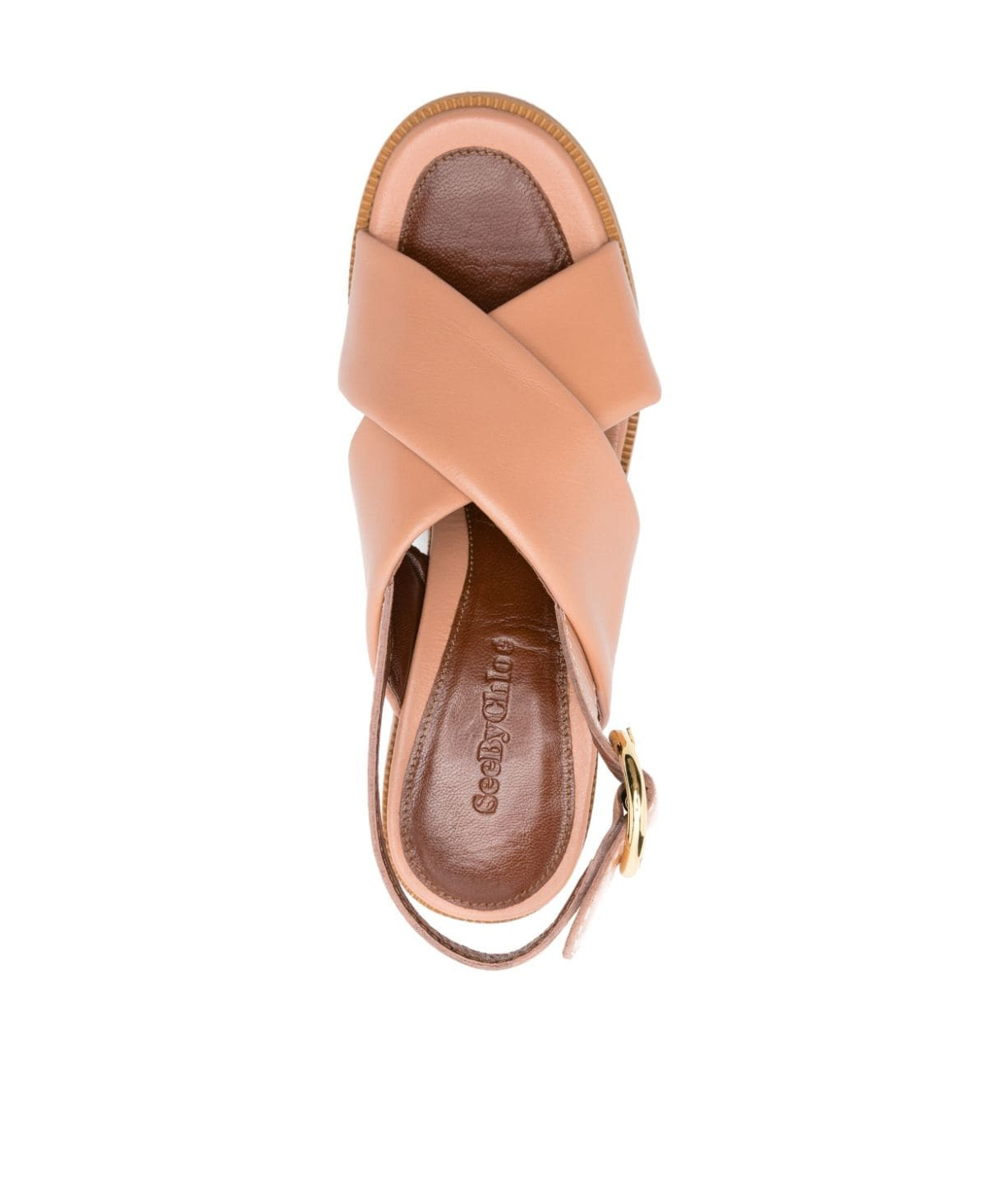 See By Chloé 85mm Logo-buckle Leather Sandals In Nude