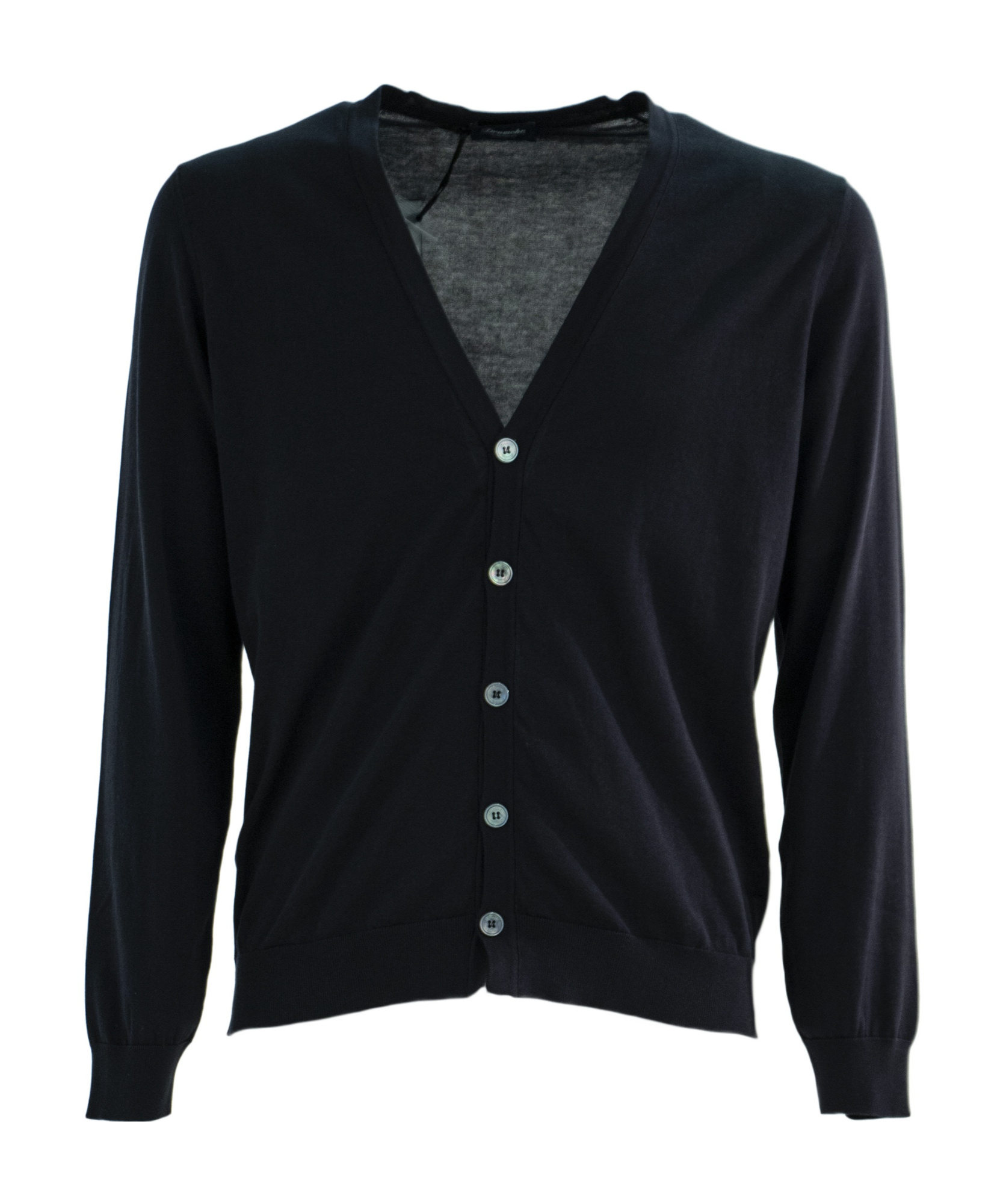 Drumohr Fine-knit Cotton Cardigan In Black