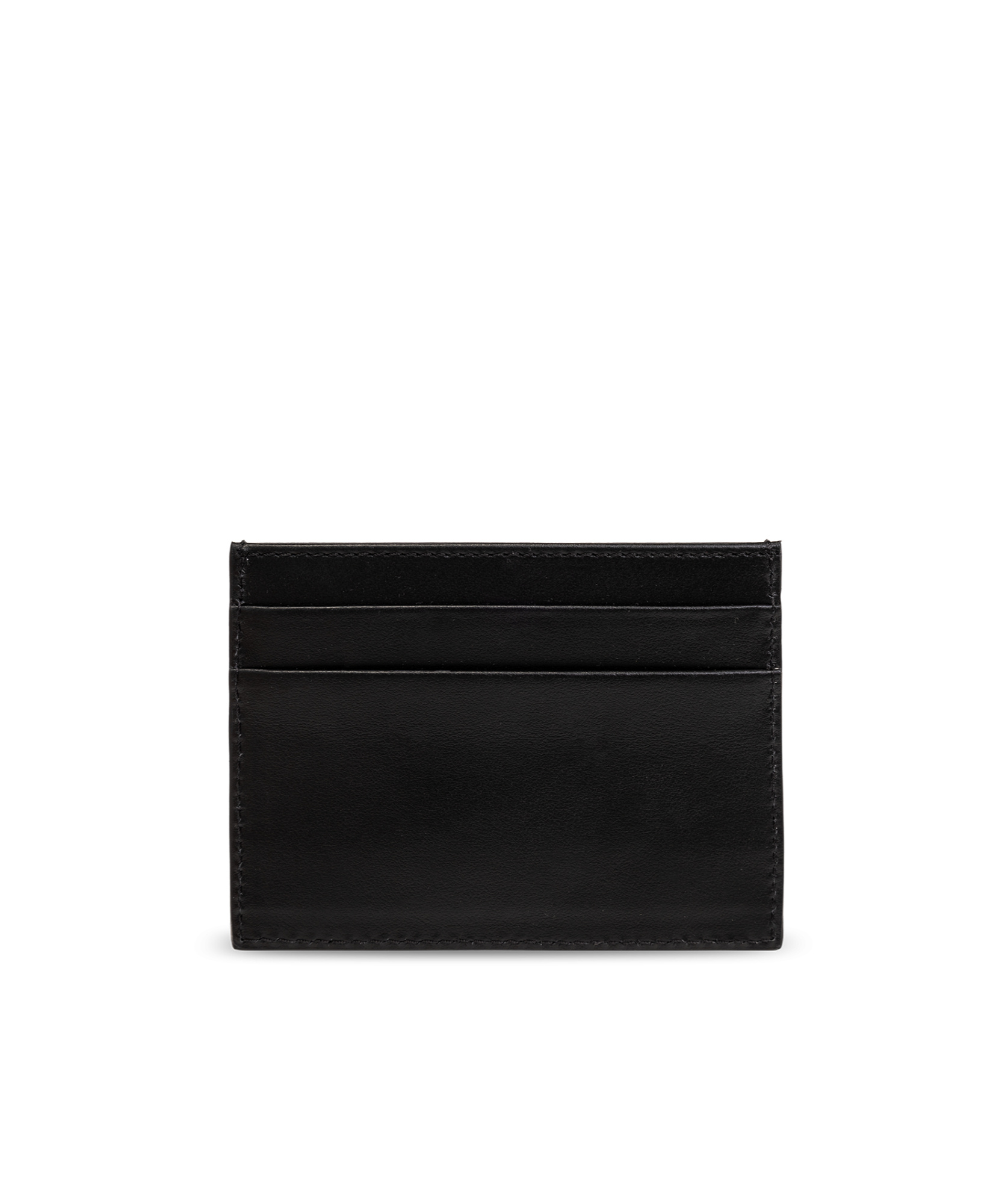 Palm Angels Gothic Leather Logo Cardholder With Tonal Stitching In Black