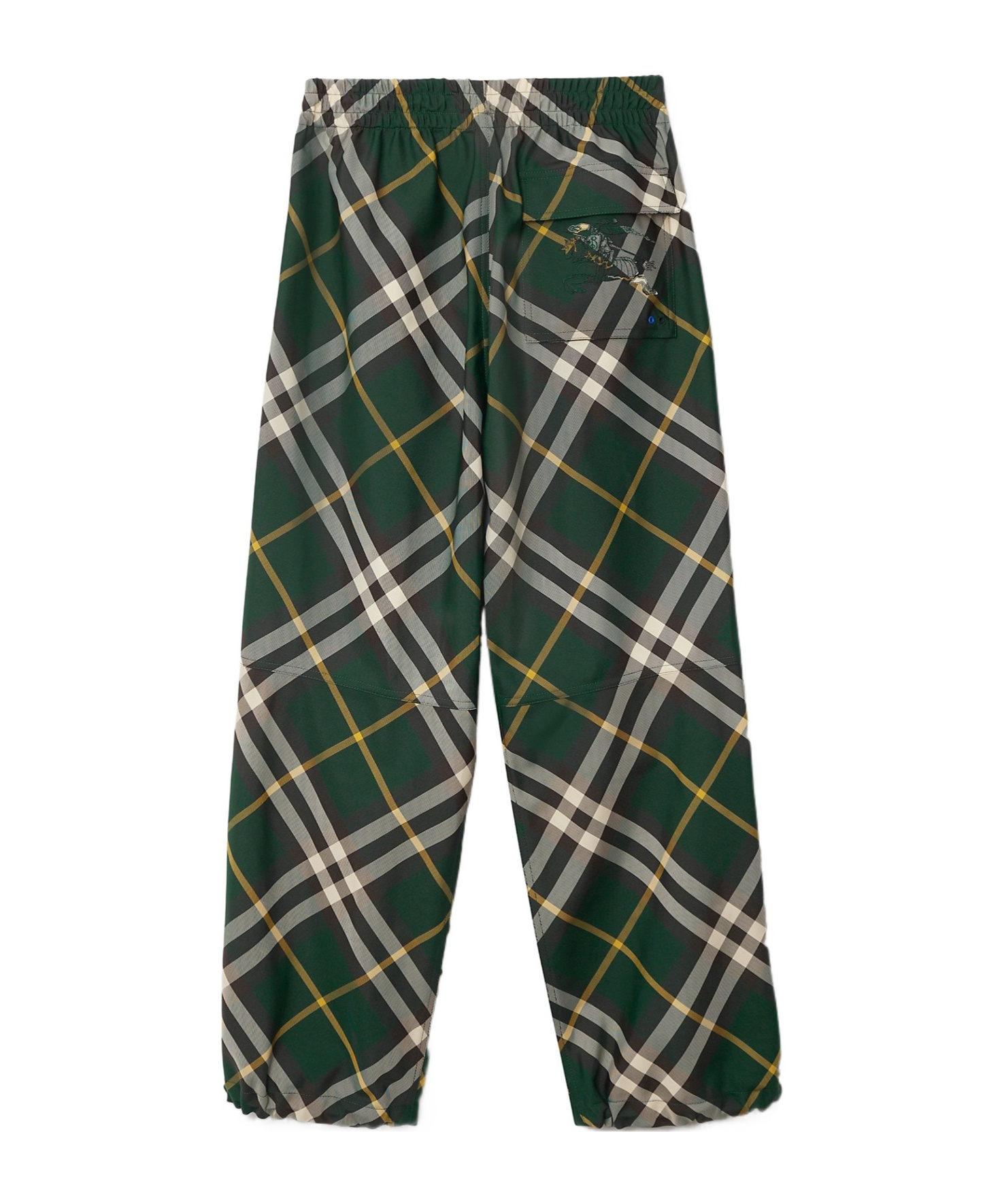 Burberry Men's Check Pattern Trousers With Elastic Waist And Drawstring In Black