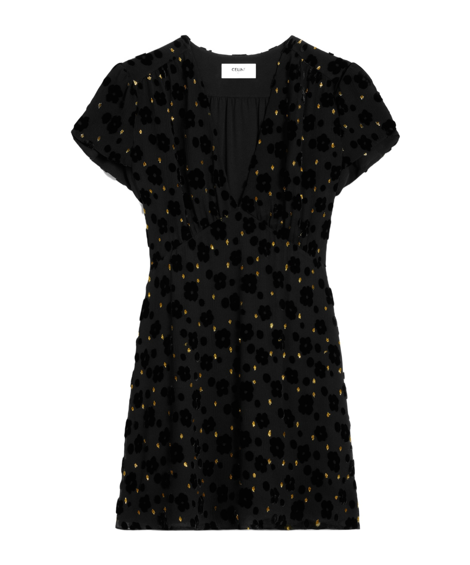 Celine V-neck Mini Dress In Black