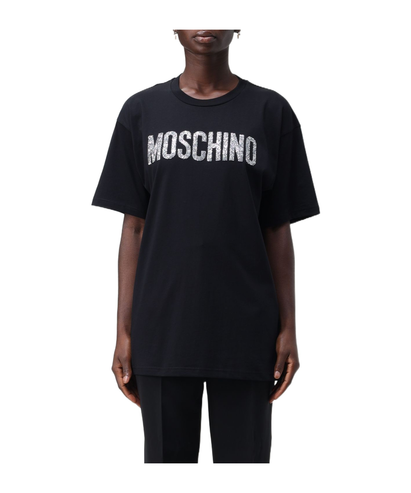 Moschino Black Organic Cotton Jersey T-shirt In Black