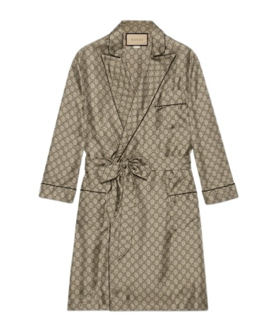 Gucci Gg Supreme Print Silk Shirt In Nude