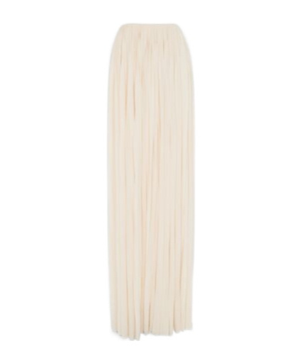 Saint Laurent Women Pleated Viscose Long Skirt In White