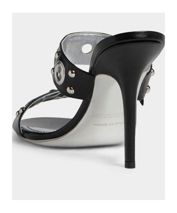 Dsquared2 Gothic 100mm Leather Sandals In Black