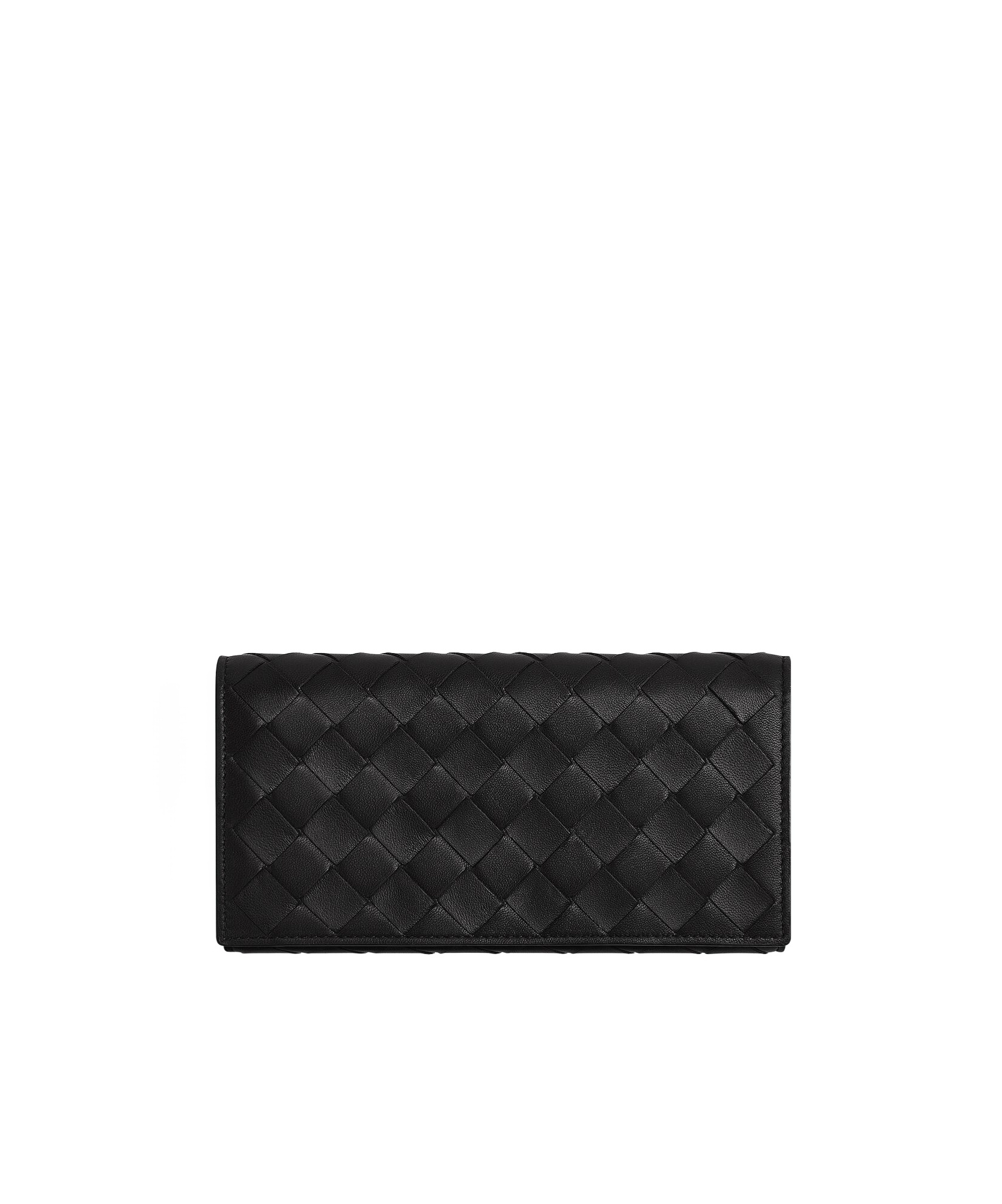 Bottega Veneta Portafoglio Intrecciato Grande Con Patta In Black