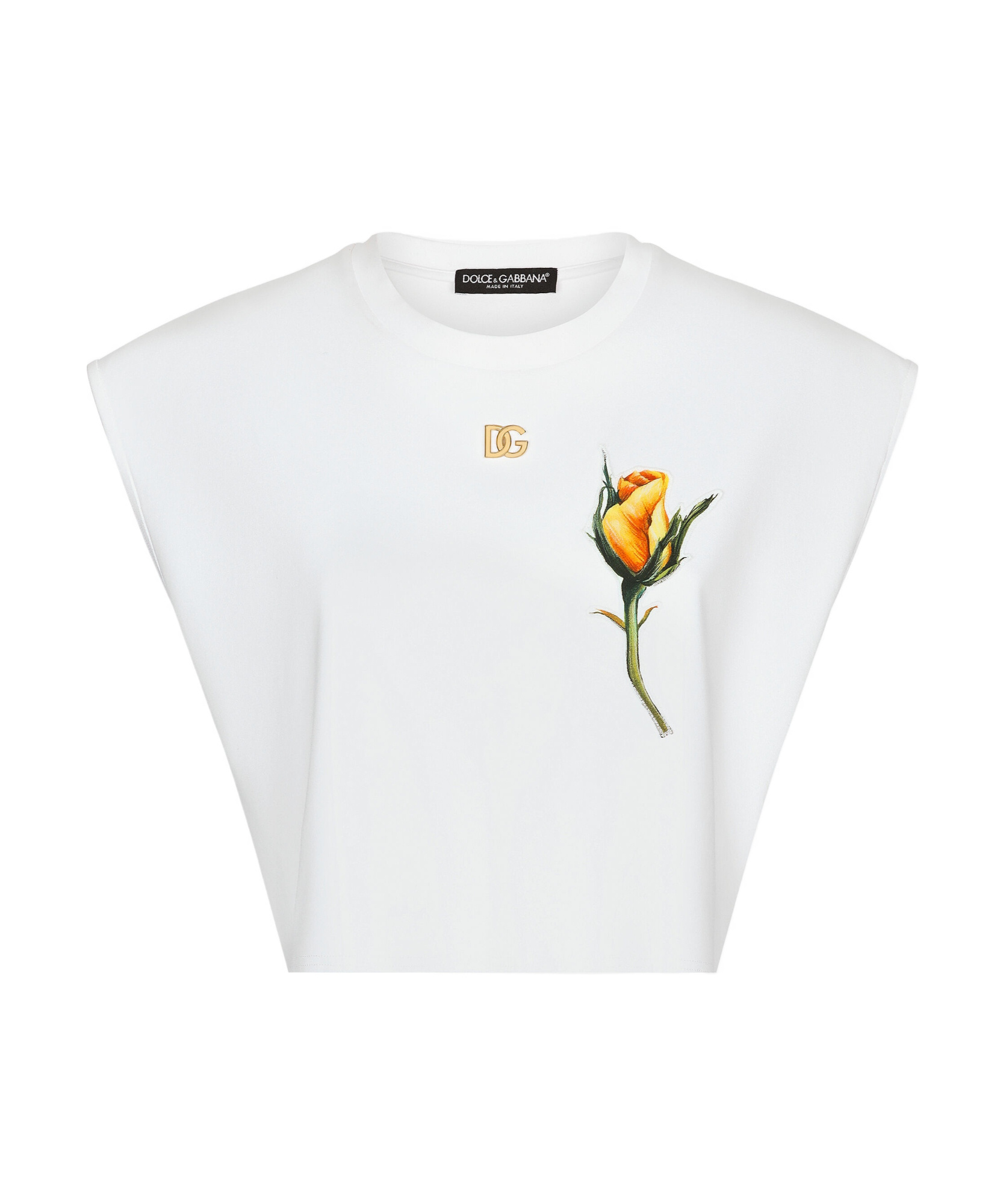 Dolce & Gabbana Rose-appliqué Cropped T-shirt In White