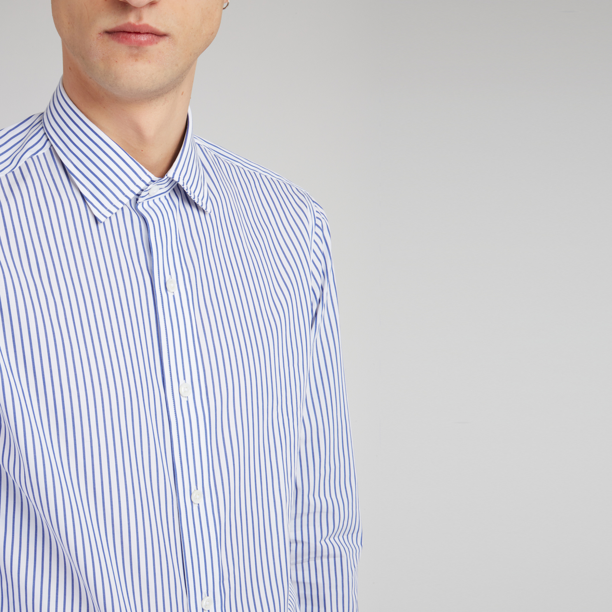 Salvatore Piccolo Striped Long-sleeved Shirt In White
