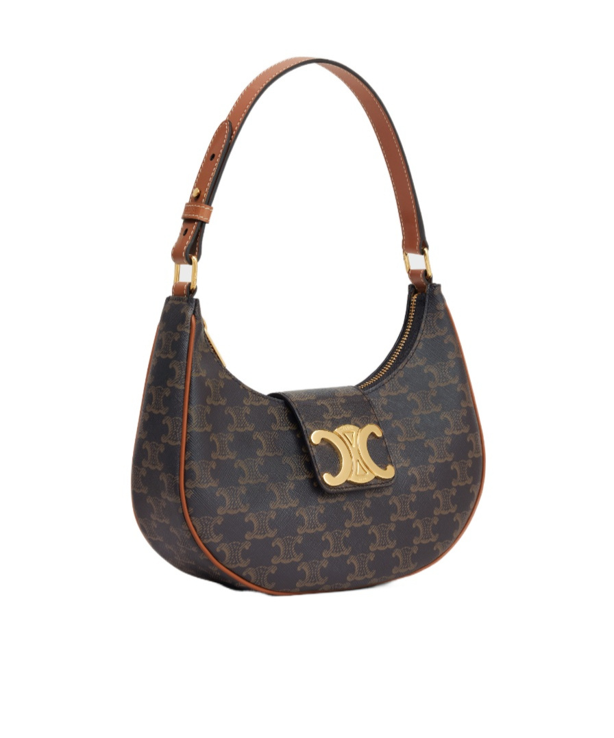 Celine Ava Triomphe Zipper Shoulder Bag In Black