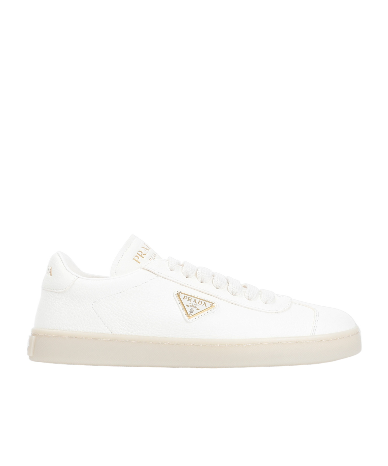 Prada Downtown Leather Sneakers In Nude