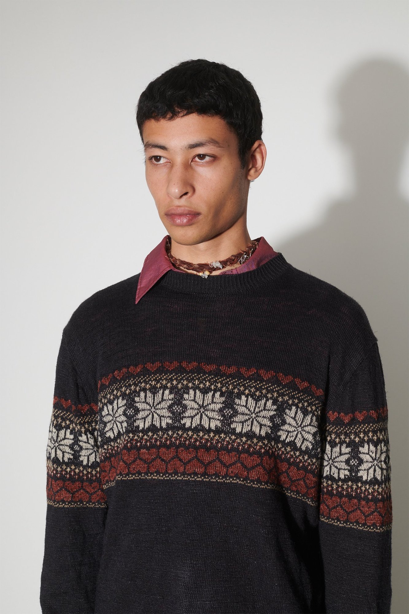 Our Legacy Base Crewneck Sweater Roundneck Patterned In Black