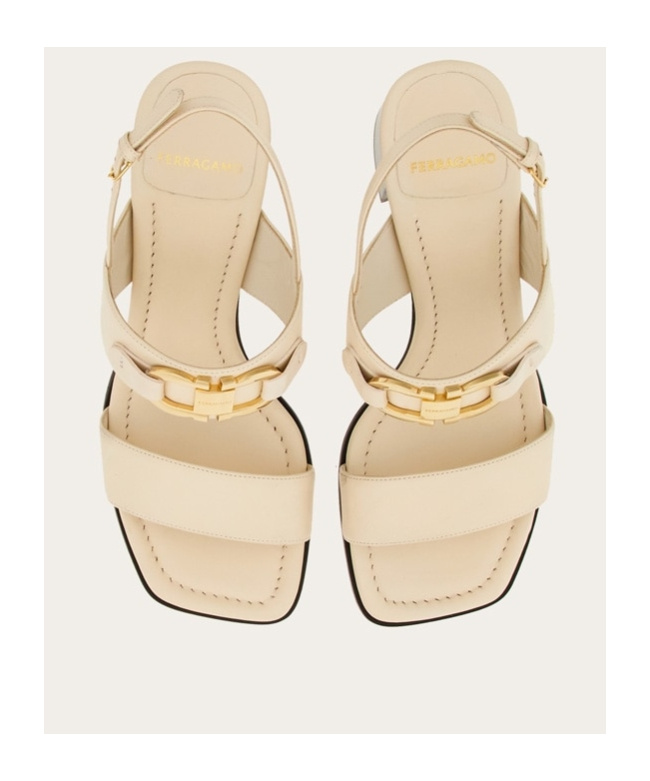 Ferragamo 55mm Gancini-buckle Leather Sandals In Nude