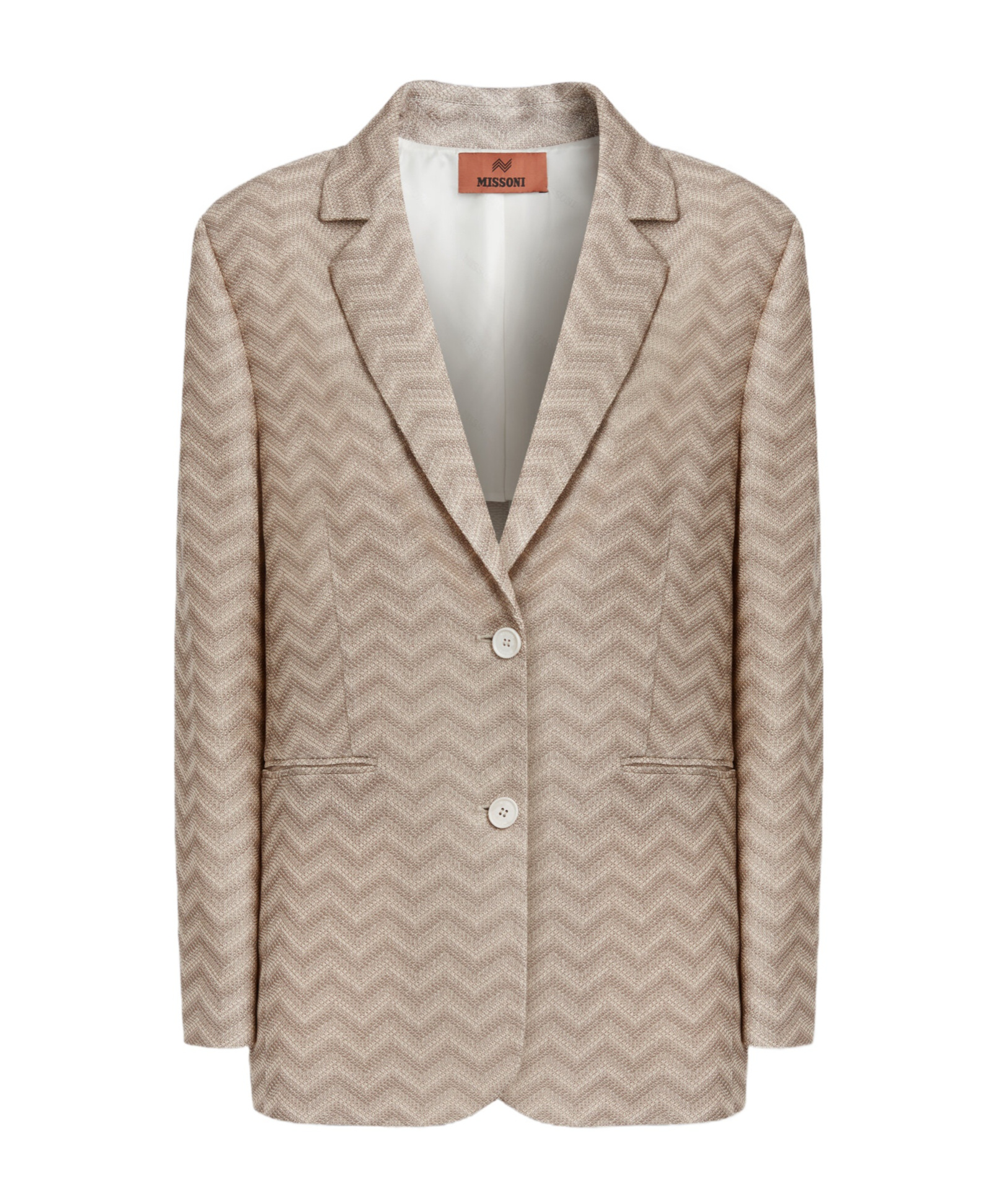 Missoni Chevron-knit Single-breasted Blazer In Nude