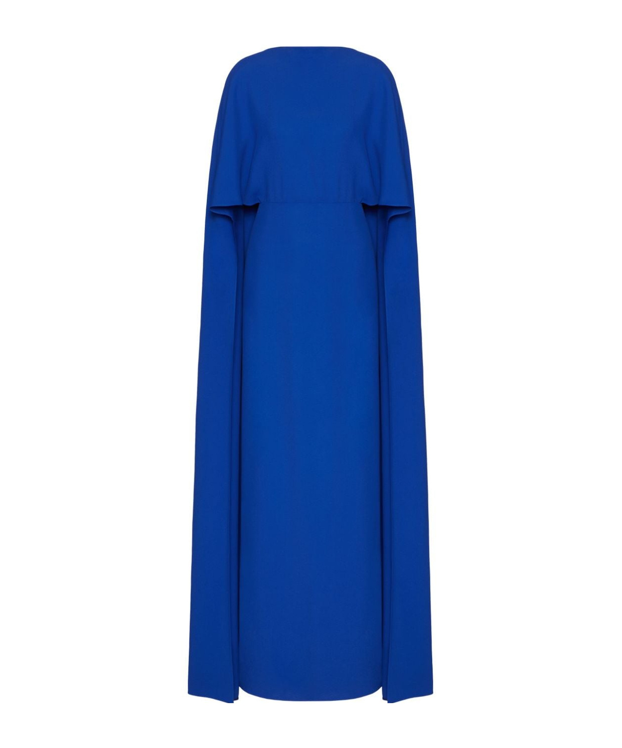 Valentino Cape-style Silk Gown In Blue
