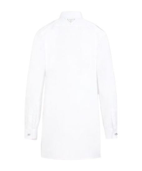 Prada Crystal-button White Cotton Shirt In White