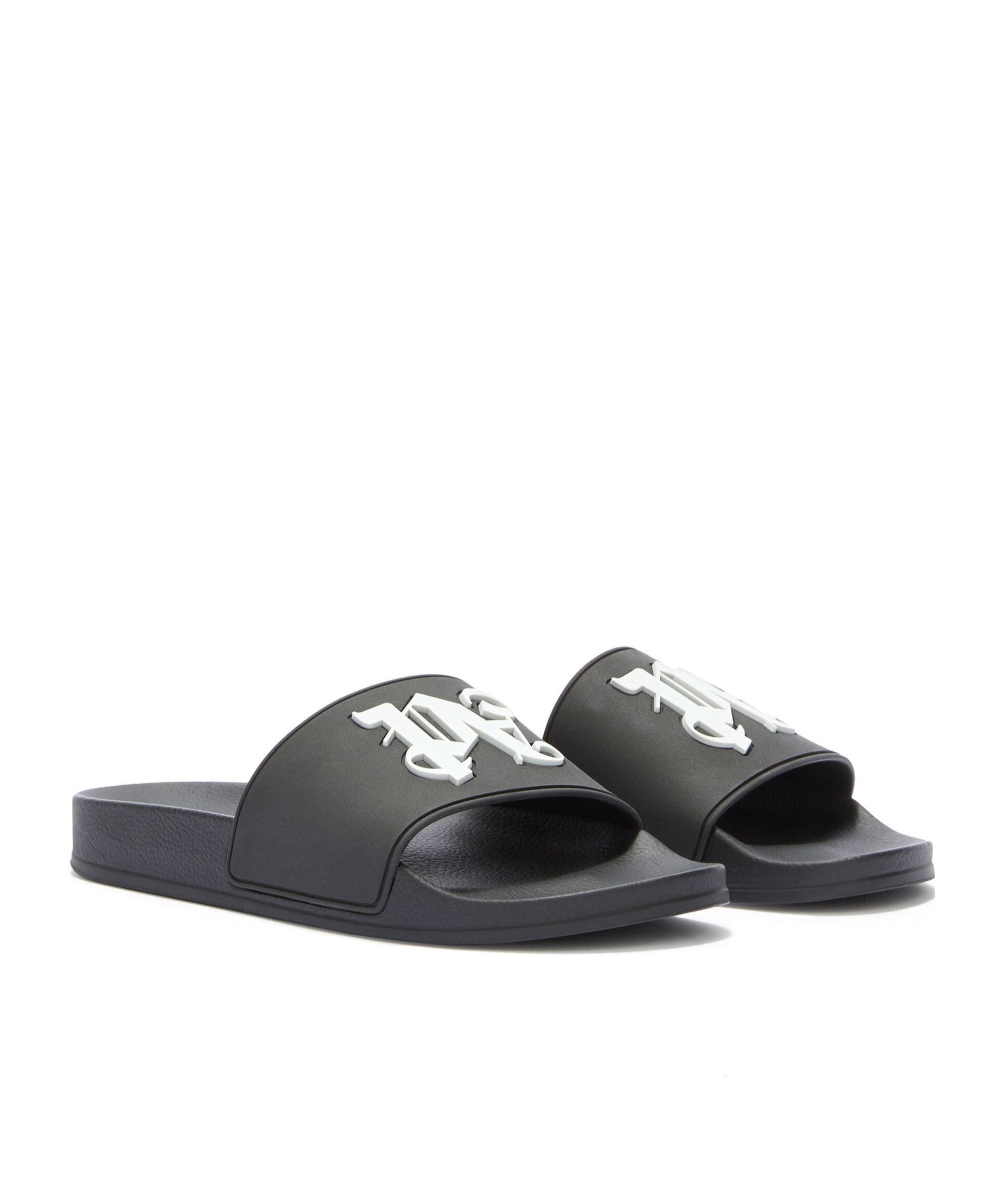 Palm Angels Black Logo Slides In Black