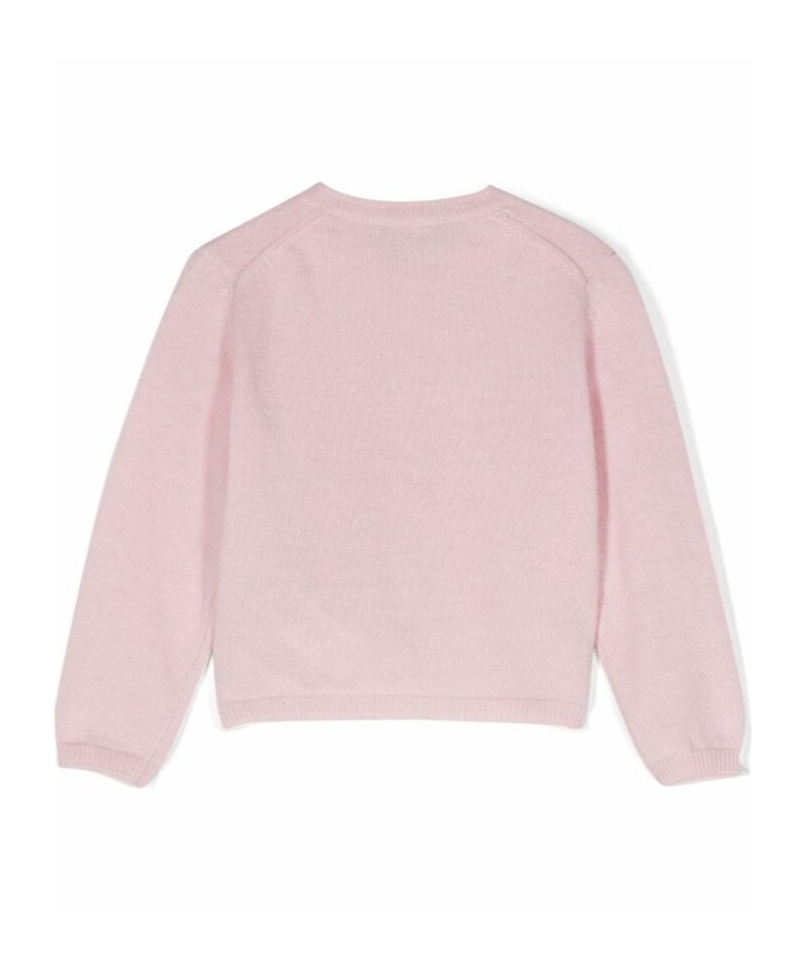 Il Gufo Round-neck Wool Cardigan In Pink