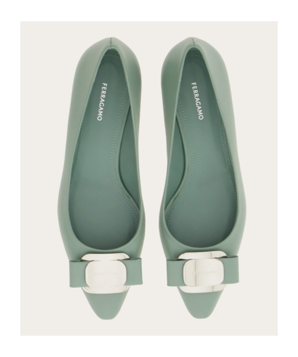 Ferragamo Zelma Pointed Toe Kitten Heel Pumps In Green