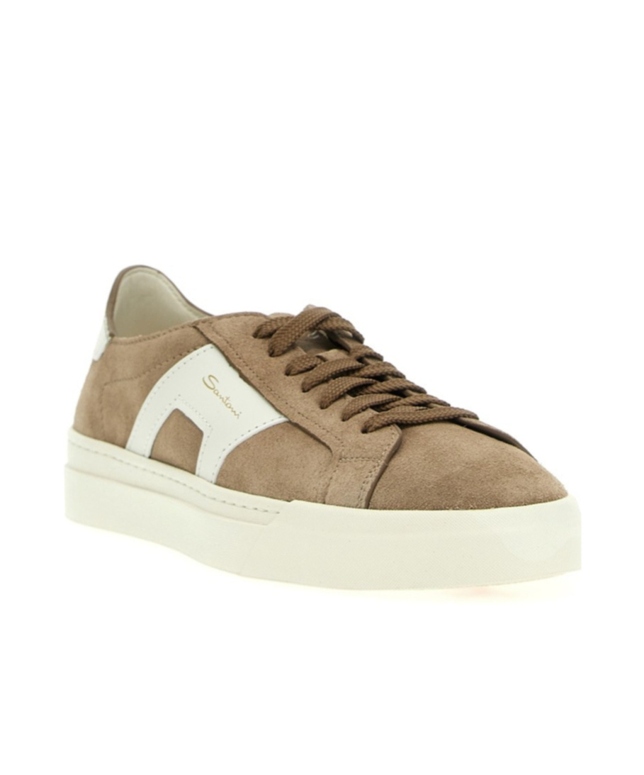 Santoni Double Buckle Sneakers In White