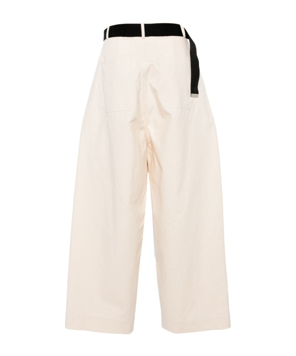 Plan C High-waist Wide-leg Trousers In White