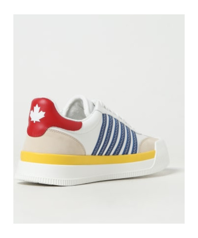 Dsquared2 Logo Leather Sneakers In White